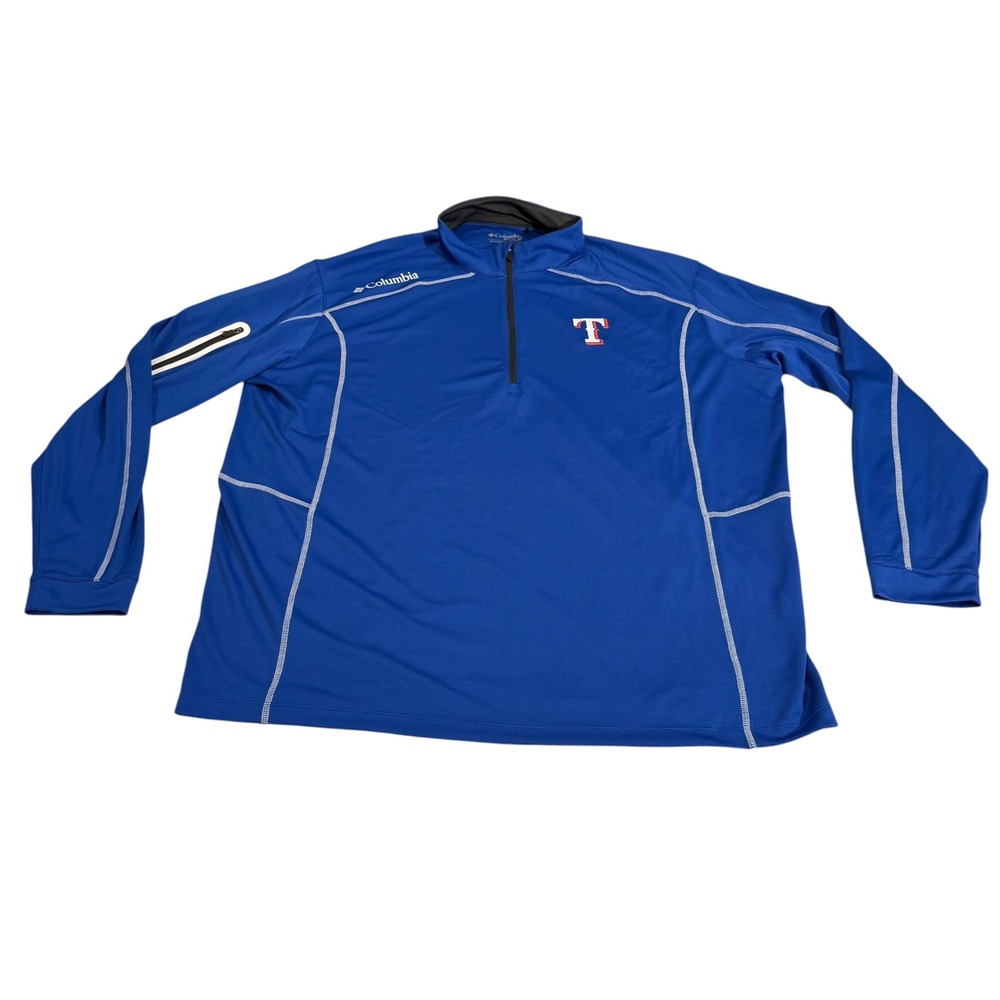 Columbia Golf Texas Rangers Mens 2XL Blue Quarter Zip Pullover Jacket MLB